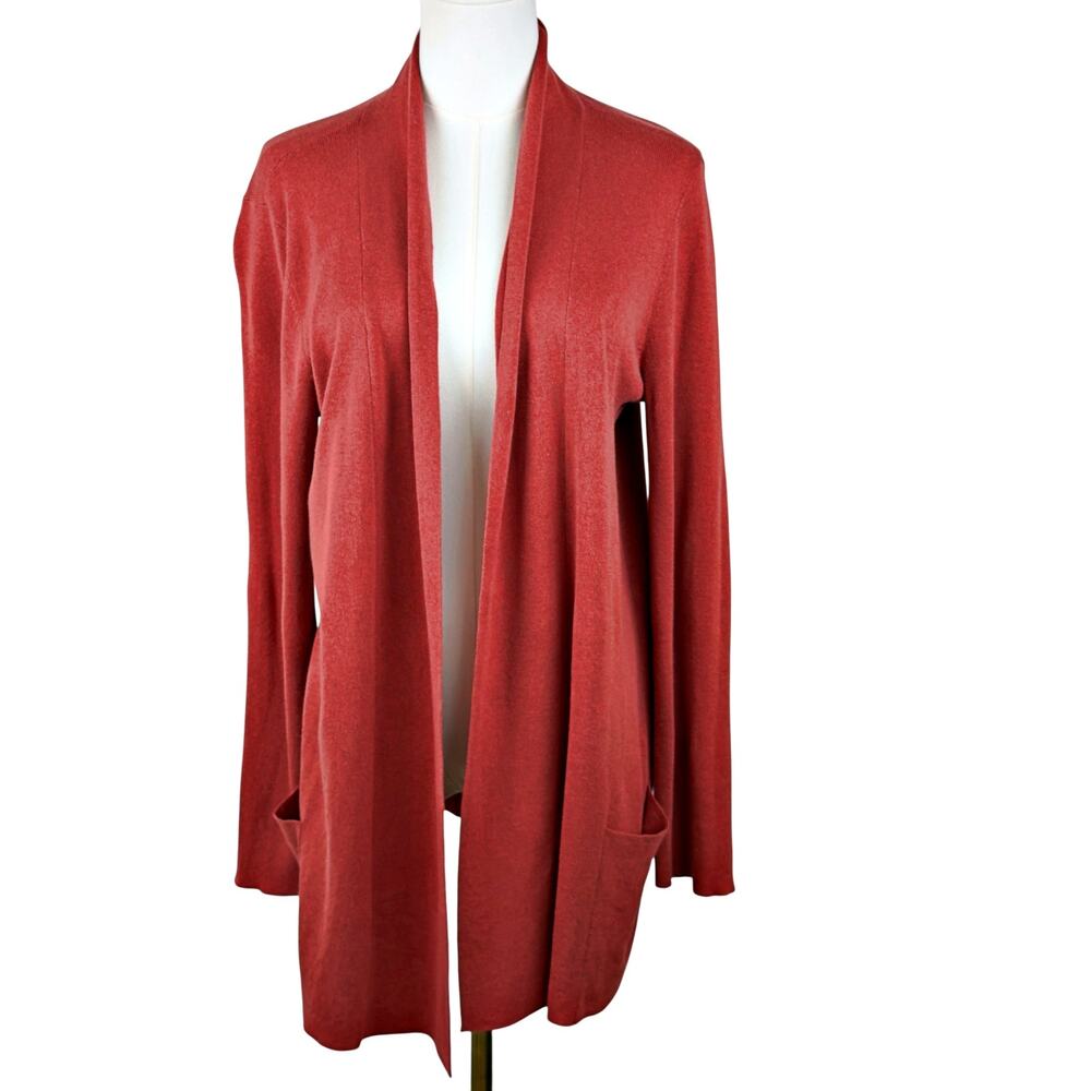 EILEEN FISHER Silk Organic Cotton Open Front Sweater Cardigan